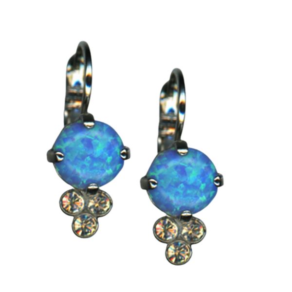 Mariana Earrings Blue Opal (Synthetic) Mineral & Golden Shadow Austrian Crystals Italian Ice The Sweet Life Coll.