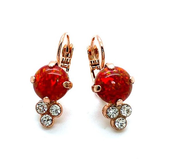 Mariana Earrings Exquisite Red Opal (Synthetic) Mineral & Moonlight Austrian Crystals My Treasures Coll.