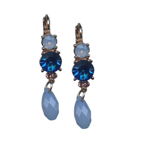 Mariana Earrings Glamorous Capri Blue, Light Rose & Air Blue Opal Austrian Crystals Kiss From A Rose Songbook Coll.