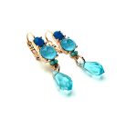 Mariana Earrings Precious Caribbean Blue Opal, Sky Blue, Turq & Aquamarine Austrian Crystals Zambezi Africa Coll. - Image 3