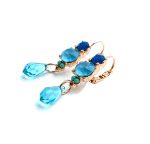 Mariana Earrings Precious Caribbean Blue Opal, Sky Blue, Turq & Aquamarine Austrian Crystals Zambezi Africa Coll.