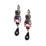 Mariana Earrings Glamorous Jet Black, Lt Rose & Silver Night Austrian Crystals Peppermint The Sweet Life Coll.