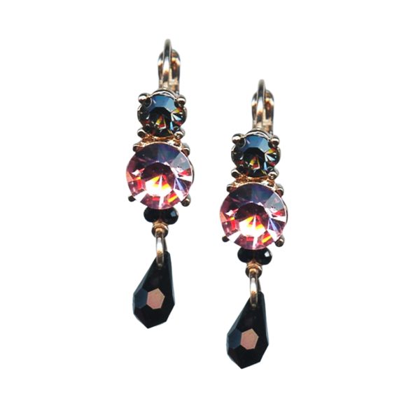 Mariana Earrings Glamorous Jet Black, Lt Rose & Silver Night Austrian Crystals Peppermint The Sweet Life Coll.