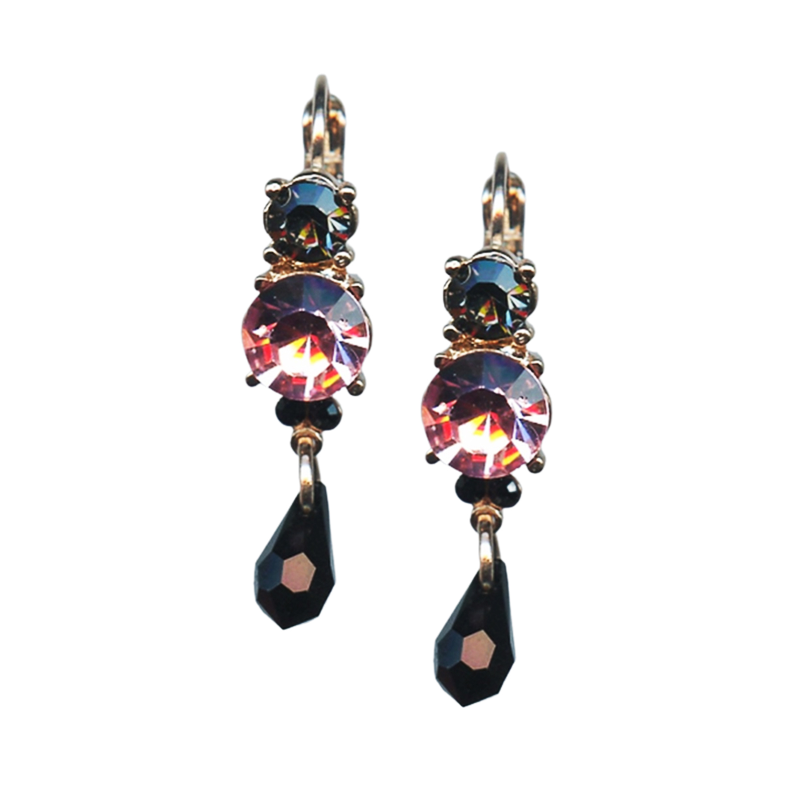 E-1012-1-143-RG6(1) Mariana Earrings Glamorous Jet Black, Lt Rose & Silver Night Austrian Crystals Peppermint The Sweet Life Coll. - Image 1