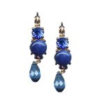 Mariana Earrings Fab Blue Agate Mineral & Sapphire Austrian Crystals Electra Odyssey Coll. - Image 3
