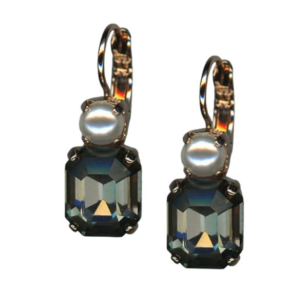 Mariana Earrings Sophisticated Black Diamond & Pearl Austrian Crystals Moonlight & Magnolias Winter 2021 Coll.