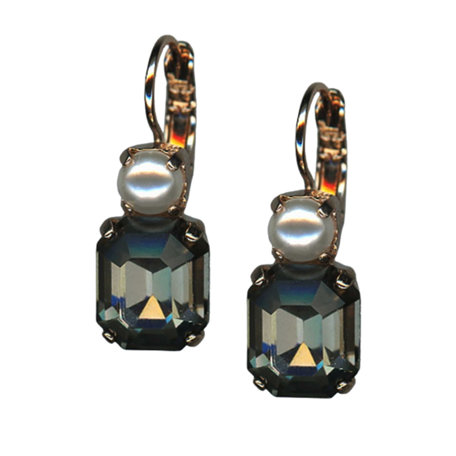 E-1014-1-1132-RG6(1) Mariana Earrings Sophisticated Black Diamond & Pearl Austrian Crystals Moonlight & Magnolias Winter 2021 Coll. - Image 1