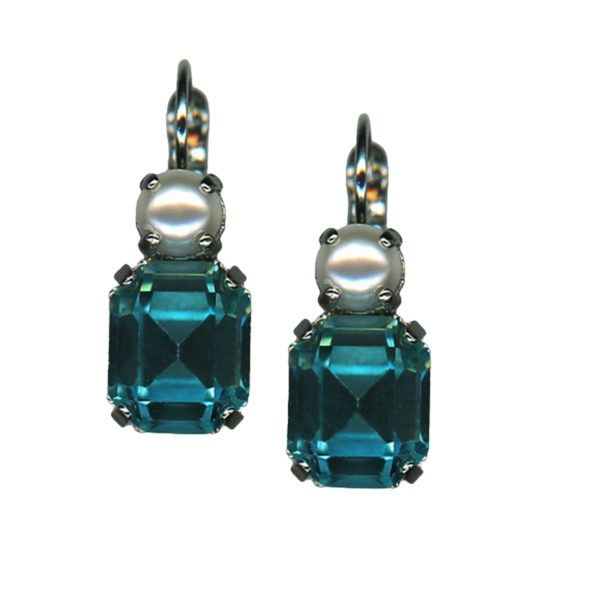 Mariana Earrings Exquisite Aquamarine & Pearl Austrian Crystals My Treasures Coll.