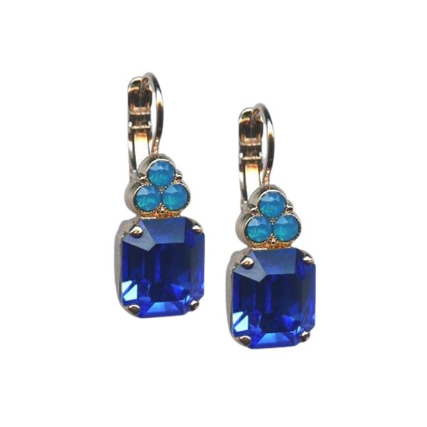 Mariana Earrings Precious Royal Blue & Caribbean Blue Opal Austrian Crystals Zhang Silk Road Coll.