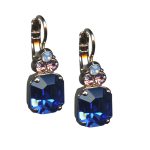 Mariana Earrings Fab Capri Blue, Lt Rose, & Air Blue Opal Austrian Crystals Kiss From A Rose Songbook Coll.