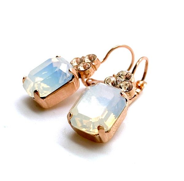 Mariana Earrings Kalahari Africa Coll. Exquisite Light Peach & White Opal Austrian Crystals