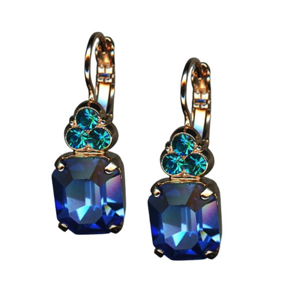 Mariana Earrings Exquisite Capri Blue & Blue Zircon Austrian Crystals Serenity Joy Of Life Coll.