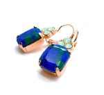 Mariana Earrings Luxurious Syn Azurite Mineral & Chrysolite Opal Austrian Crystals My Treasures Coll. - Image 3