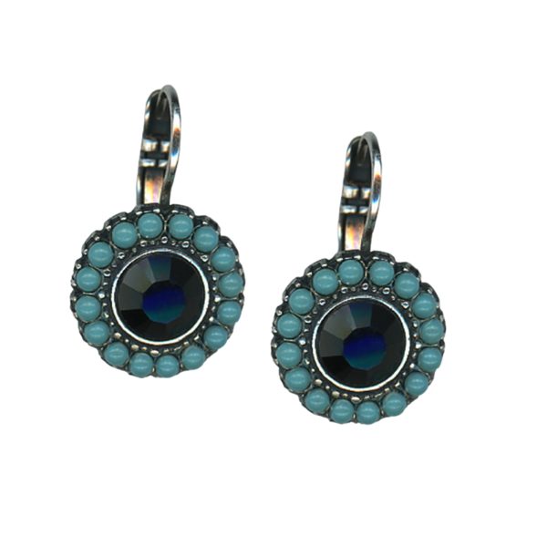 Mariana Earrings Simply Elegant Jet & Turquoise Austrian Crystals Zanzibar Africa Coll.