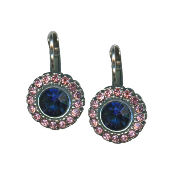 Mariana Earrings Beautiful Royal Blue & Lt Rose Austrian Crystals Cotton Candy The Sweet Life Coll.