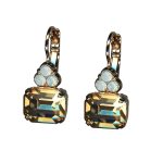 Mariana Earrings Simply Elegant Golden Shadow & White Opal Austrian Crystals My Treasures Coll. - Image 3