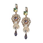 Mariana Earrings Floral Dangling Amethyst, Jonquil, Tanzanite, & Lt Azore Austrian Crystals My Treasures Coll. - Image 2