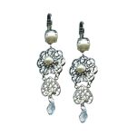 Mariana Earrings Timeless Dangling Cream Pearl & Clear Austrian Crystals My Treasures Coll.