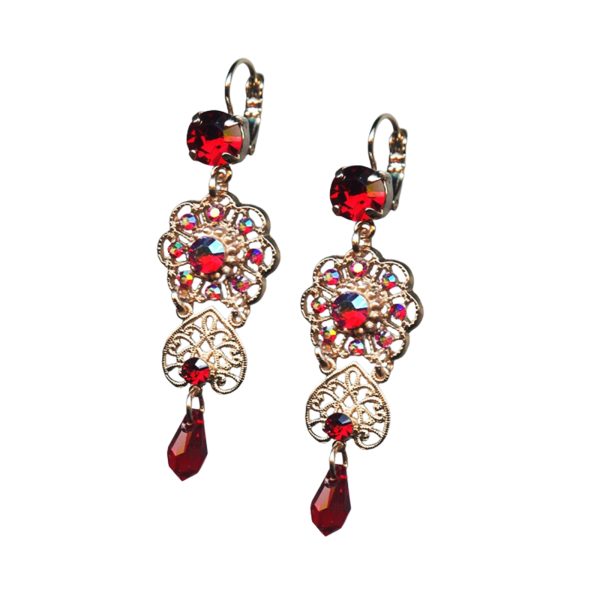 Earrings By Mariana Woman Glamorous Siam and Siam AB Swarovski Crystals