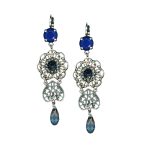 Mariana Earrings Glamorous Metallic Blue, Lt Peach, & Montana Blue Austrian Crystals Spring 2019 Coll. - Image 3