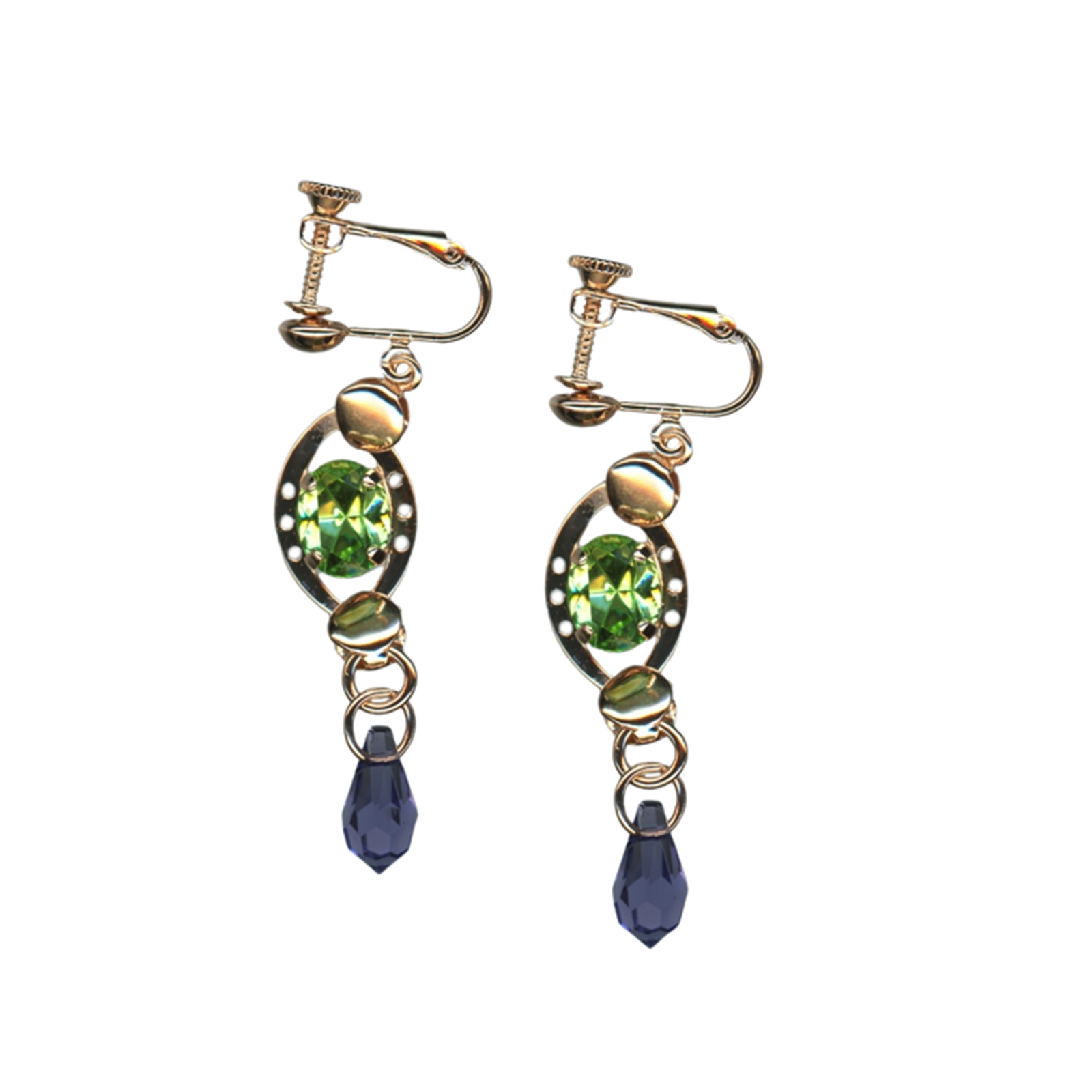 E-1016-2-1117-RG2(1) Mariana Earrings Gorgeous Peridot & Tanzanite Austrian Crystals My Treasures Coll. - Image 1