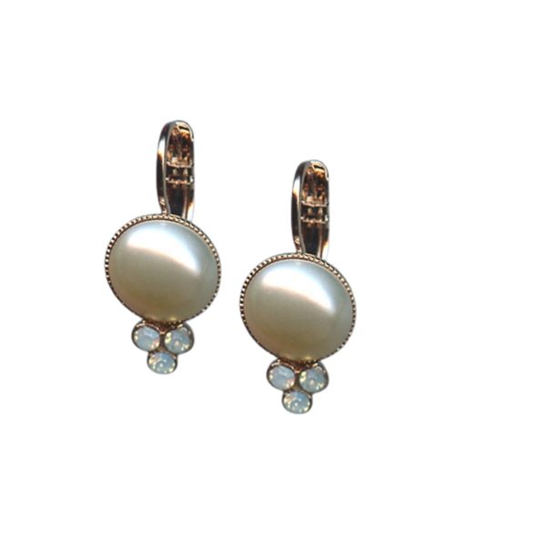 Mariana Earrings Precious Cream Pearl & White Opal Austrian Crystals My Treasures Coll.