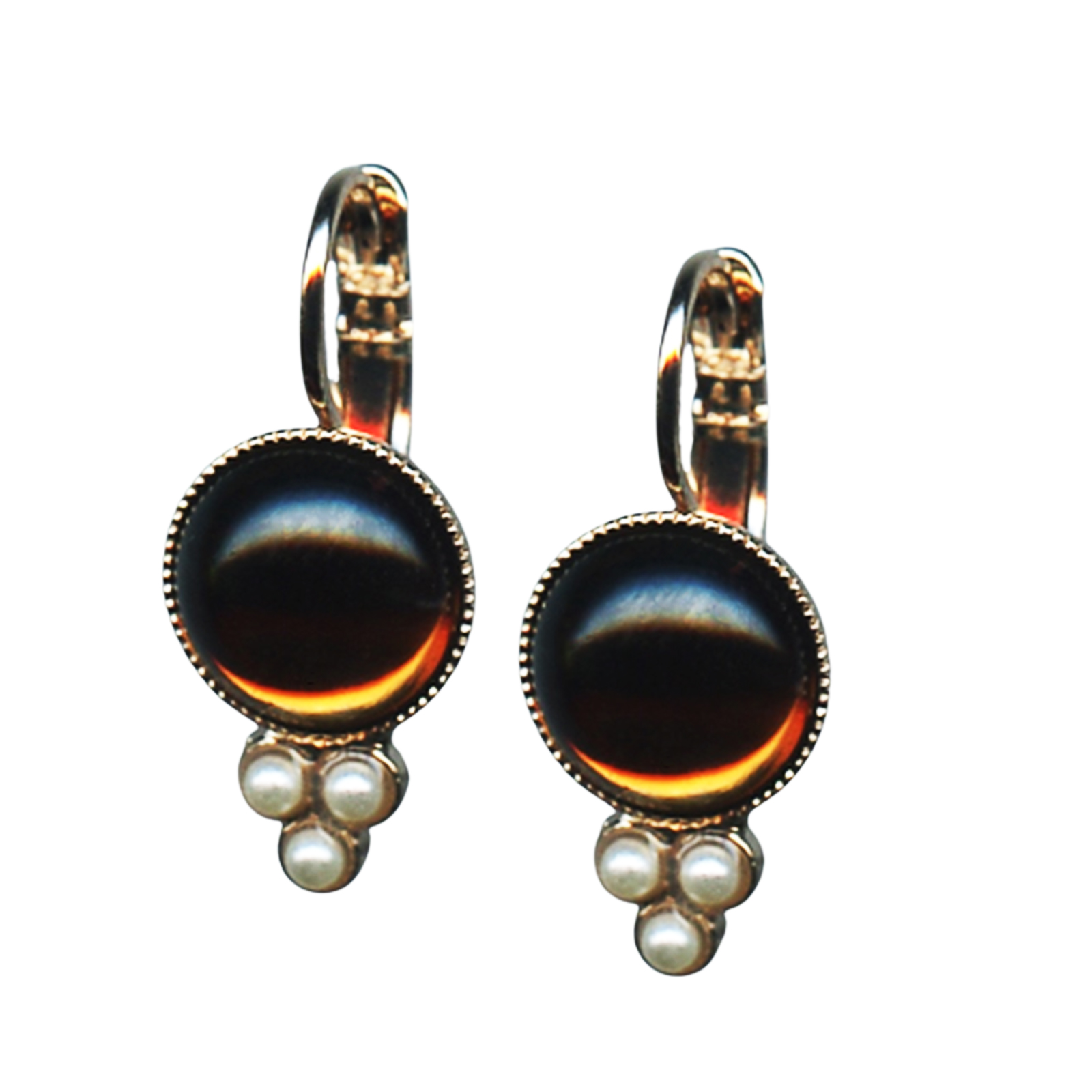 E-1018-220139-RG6(1) Mariana Earrings Smoked Topaz & Cream Pearl Austrian Crystals My Treasures Coll. - Image 1