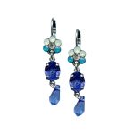 Mariana Earrings Floral in White Opal, Caribbean Blue Opal, Royal Blue, & Clear Austrian Crystals Zhang Silk Road Coll. - Image 2