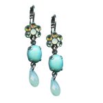 Earrings By Mariana Woman Dangling Turquoise Mineral and Opal Swarovski Crystals - Image 3