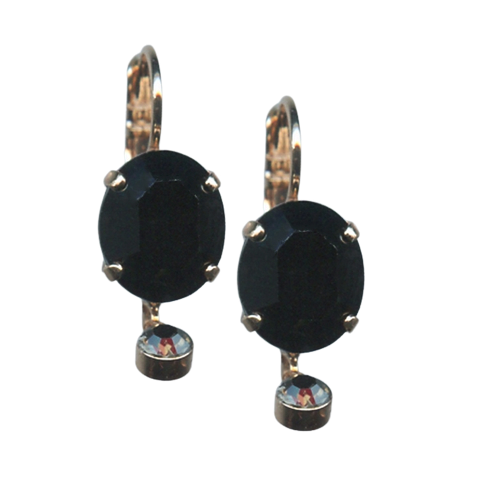 E-1023-2-1073-RG6(1) Mariana Earrings Sophisticated Jet Black & Vintage Rose Austrian Crystals Black Velvet Songbook Coll. - Image 1