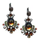 Mariana Earrings Chandelier Brown, Mocca, Olivine, Coral, & Smoked Topaz Austrian Crystals My Treasures Coll. - Image 3