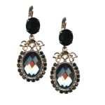 Mariana Earrings Elegant Black Diamond, Jet Black, & Golden Shadow Austrian Crystals Black Velvet Songbook Coll. - Image 2