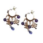 Mariana Earrings Fab Amethyst Mineral & Tanzanite Austrian Crystals Purple Rain Cocktail Hour Coll.