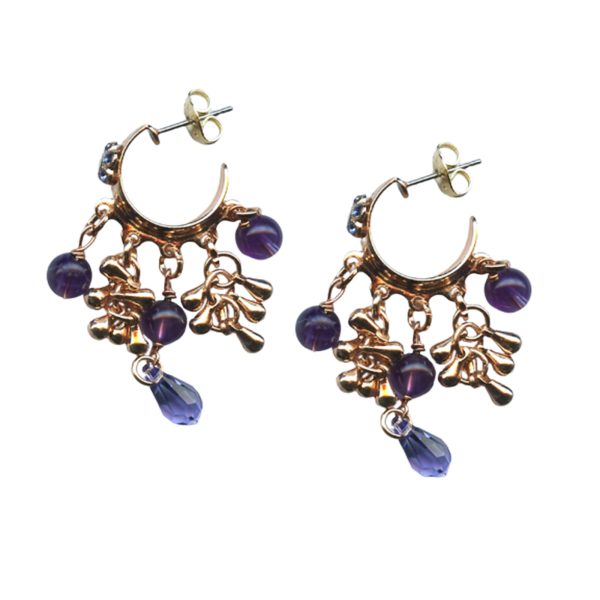 Mariana Earrings Fab Amethyst Mineral & Tanzanite Austrian Crystals Purple Rain Cocktail Hour Coll.