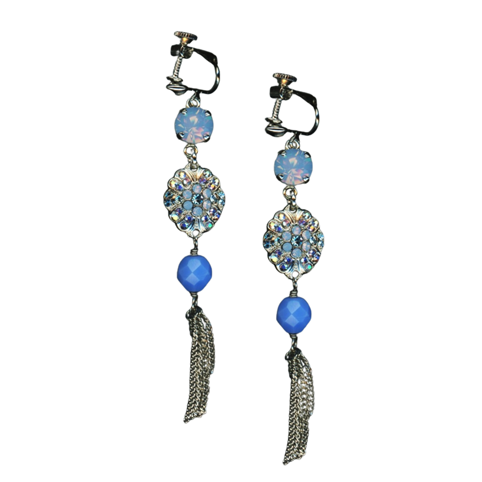 E-1026-1-1343-YG2(1) Earrings By Mariana Woman Delicate Frosted and Pale Blue Swarovski Crystals - Image 1
