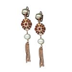 Mariana Earrings Timeless Pearl Mineral & Siam Austrian Crystals My Treasures Coll. - Image 2