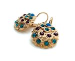 Mariana Earrings Ornate Indicolite, Heliotrope, Amethyst & Tanzanite Austrian Crystals Peacock 2019 Spring Coll. Rose Gold - Image 3