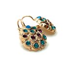 Mariana Earrings Ornate Indicolite, Heliotrope, Amethyst & Tanzanite Austrian Crystals Peacock 2019 Spring Coll. Rose Gold - Image 2