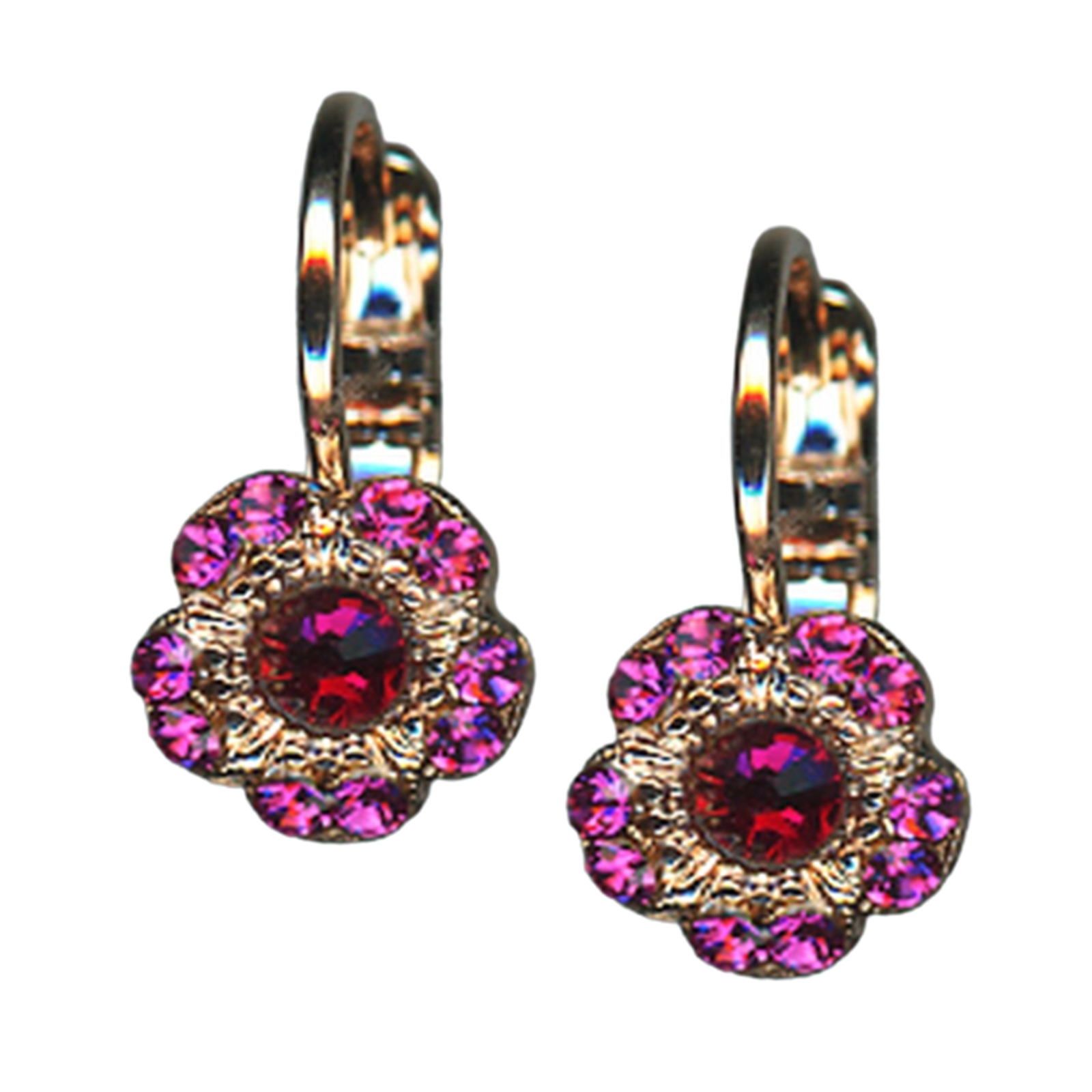 E-1028-3-2140-RG6(1) Mariana Earrings Lovely Floral Fuchsia & Red Austrian Crystals Firefly Natures Coll. - Image 1