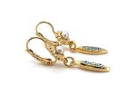 Mariana Earrings Dangling Floral Pearl & Aquamarine Austrian Crystals 2022 VOL.1 Power Of Love Coll. - Image 2