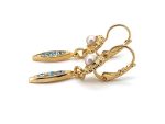 Mariana Earrings Dangling Floral Pearl & Aquamarine Austrian Crystals 2022 VOL.1 Power Of Love Coll. - Image 3
