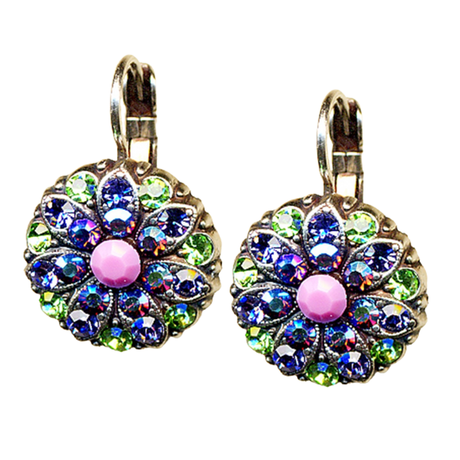 E-1029-27-YG6(2) Mariana Earrings Alluring Lavender, Pink Opal, & Peridot Austrian Crystals Sweet Summer Coll. - Image 1