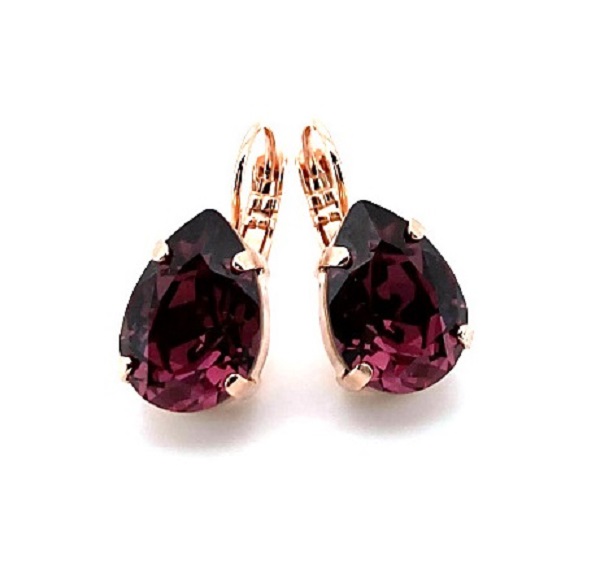 Earrings By Mariana Woman Beautiful Pear Shape Amethyst Swarovski Crystals