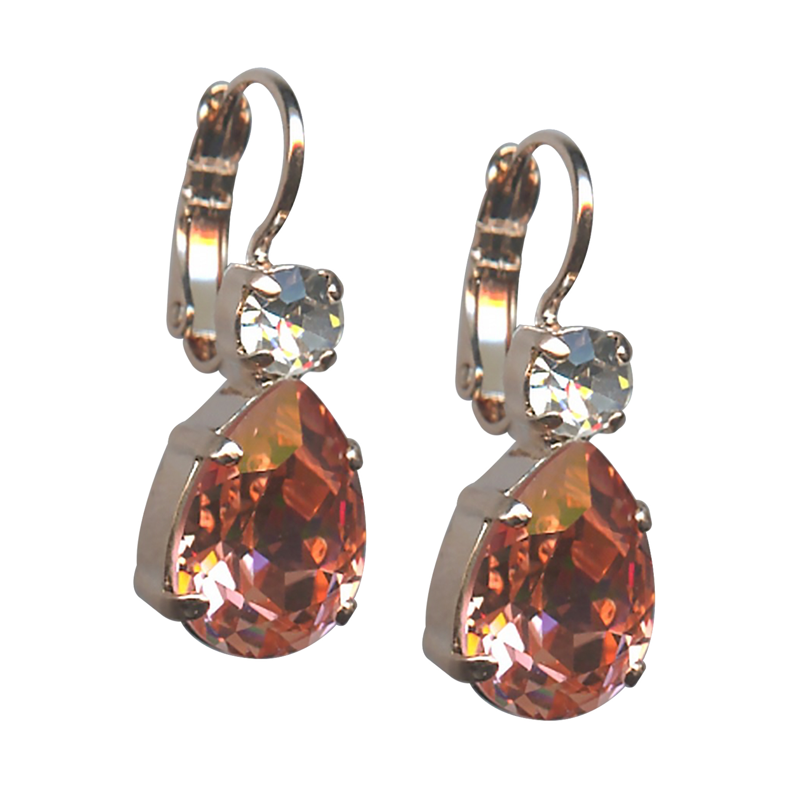 E-1032-3-001262-RG6(1) Mariana Earrings Beautiful Rose Peach & Clear Austrian Crystals My Treasures Coll. - Image 1