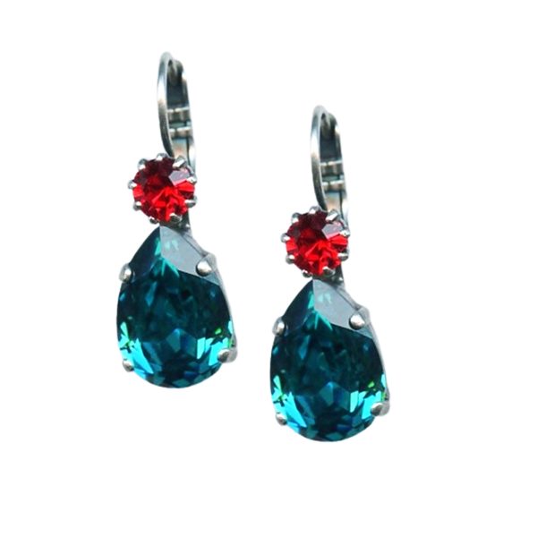 Mariana Earrings Sassy Blue Zircon & Lt Siam Austrian Crystals My Treasures Coll.