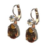 Mariana Earrings Elegant Topaz & Clear Austrian Crystals Aurora Odyssey Coll.