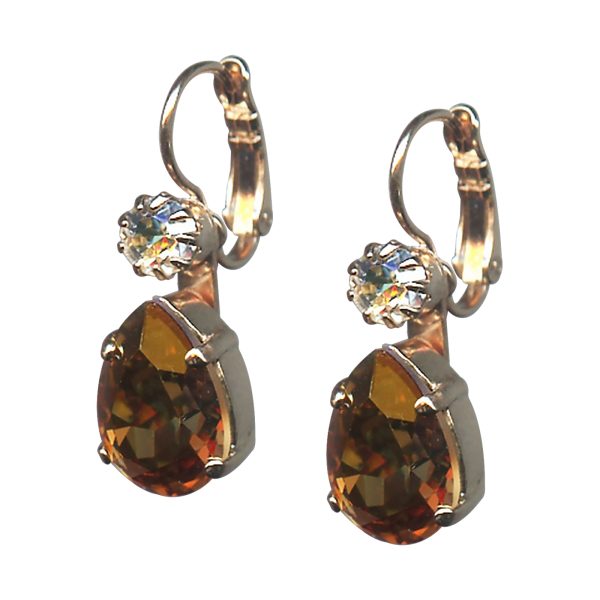 Mariana Earrings Elegant Topaz & Clear Austrian Crystals Aurora Odyssey Coll.