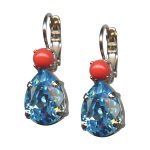 Mariana Earrings Charming Aquamarine & Coral Austrian Crystals St Barts Caribbean Life Coll. - Image 3