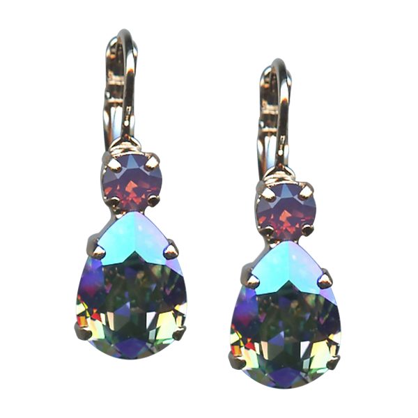 Earrings By Mariana Woman Glitzy Vitral Light and Cyclamen Opal Swarovski Crystals