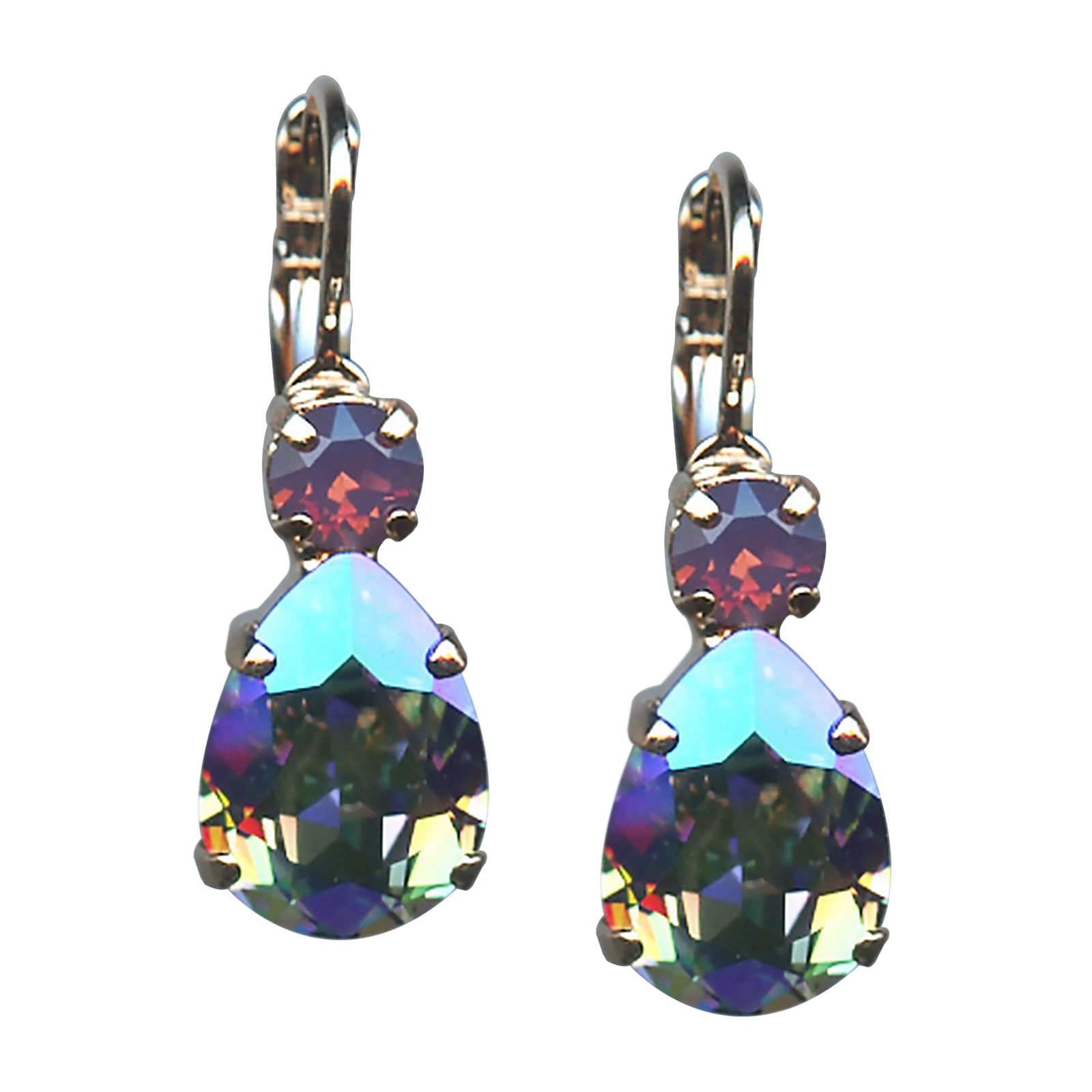 E-1032-3-1107-RG6(1) Earrings By Mariana Woman Glitzy Vitral Light and Cyclamen Opal Swarovski Crystals - Image 1